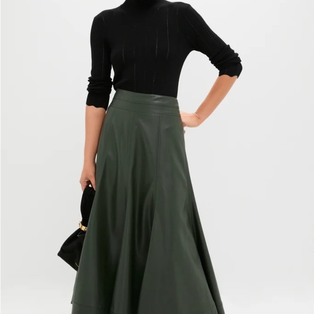 Dark Hunter Green Leather Brynn Skirt size 4 NWT